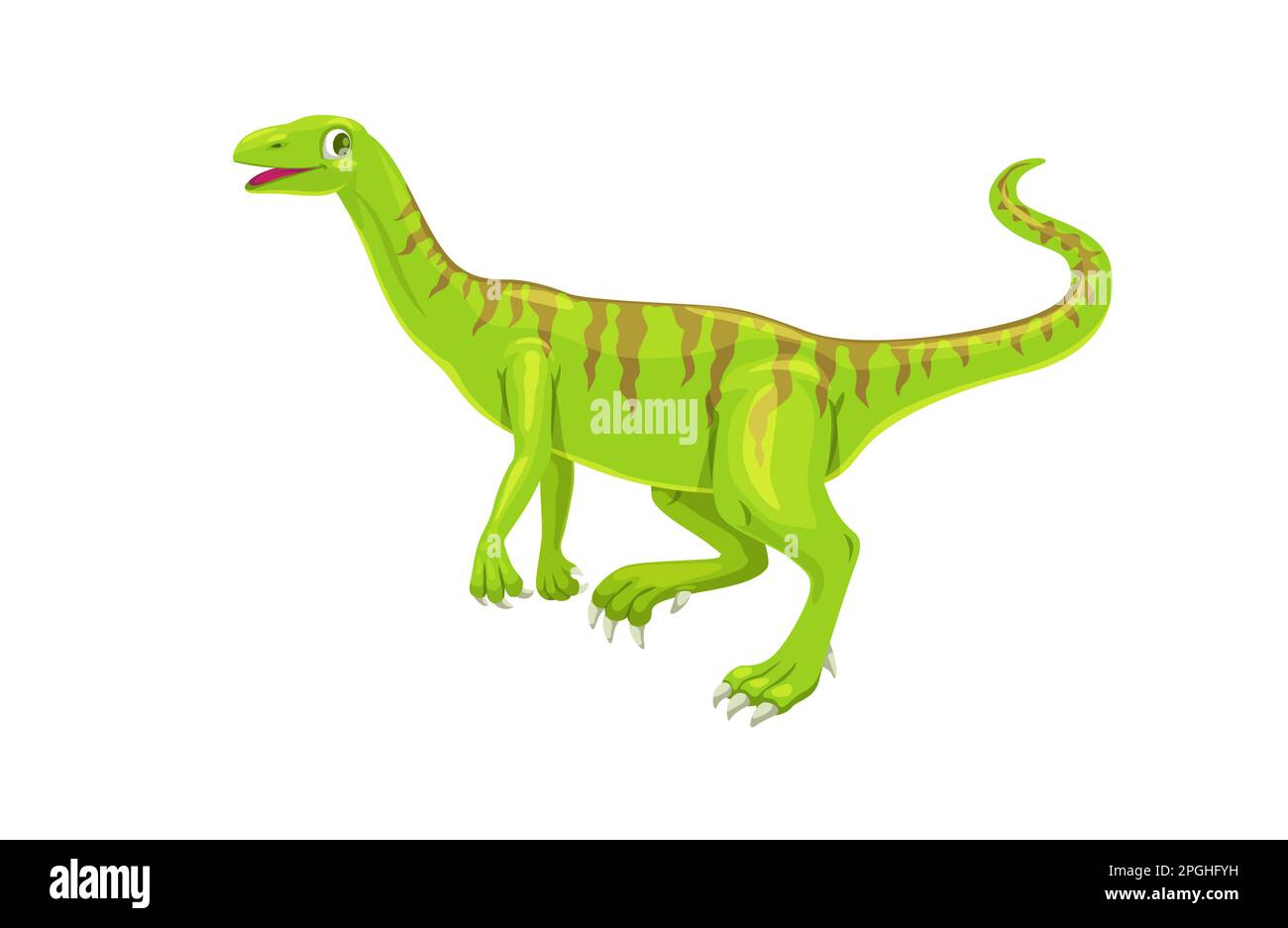 Cartoon elaphrosaurus dinosaur character. Isolated vector genus of ceratosaurian theropod dino that lived during the Late Jurassic Period. Prehistoric Stock Vector