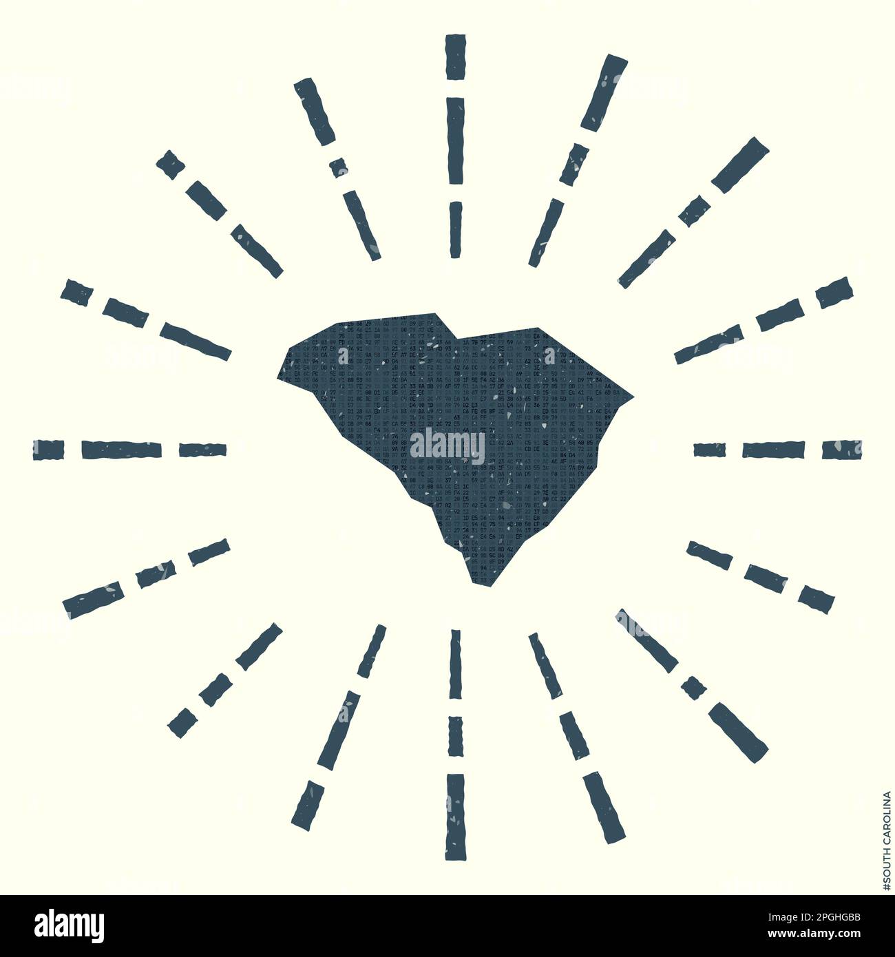 South Carolina Logo. Grunge sunburst poster with map of the US state ...