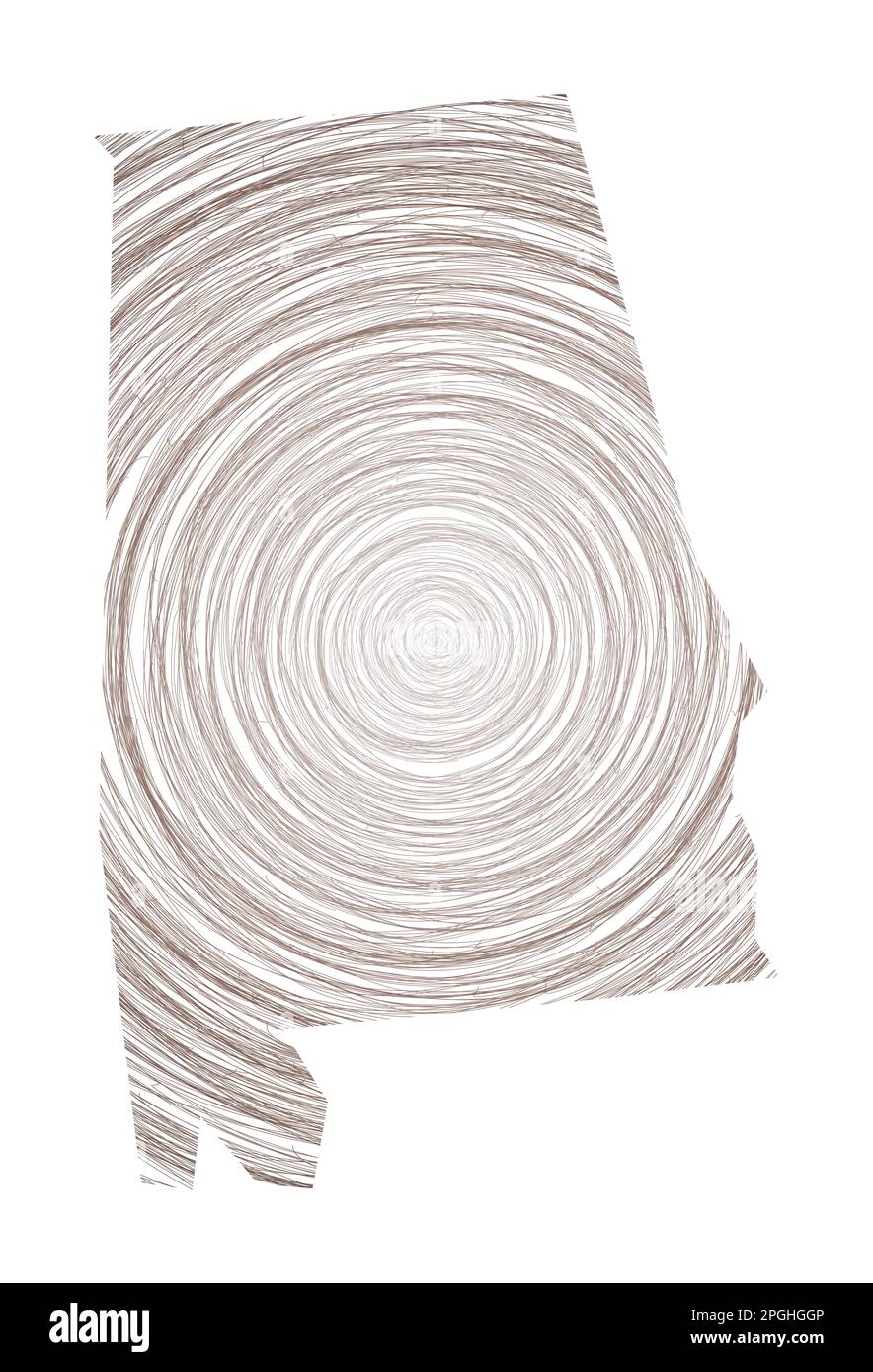 Alabama map filled with concentric circles. Sketch style circles in the ...