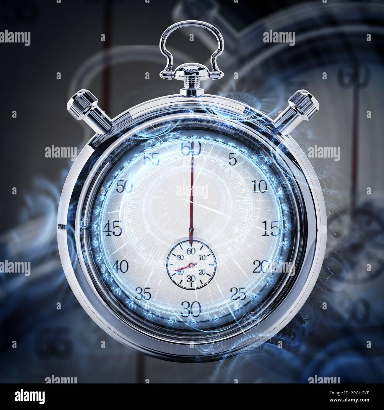 Fictitious analogue chronometer background. 3D illustration. Stock Photo
