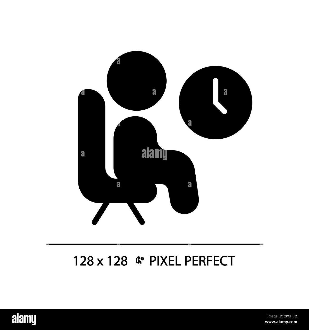 Lounge pixel perfect black glyph icon Stock Vector
