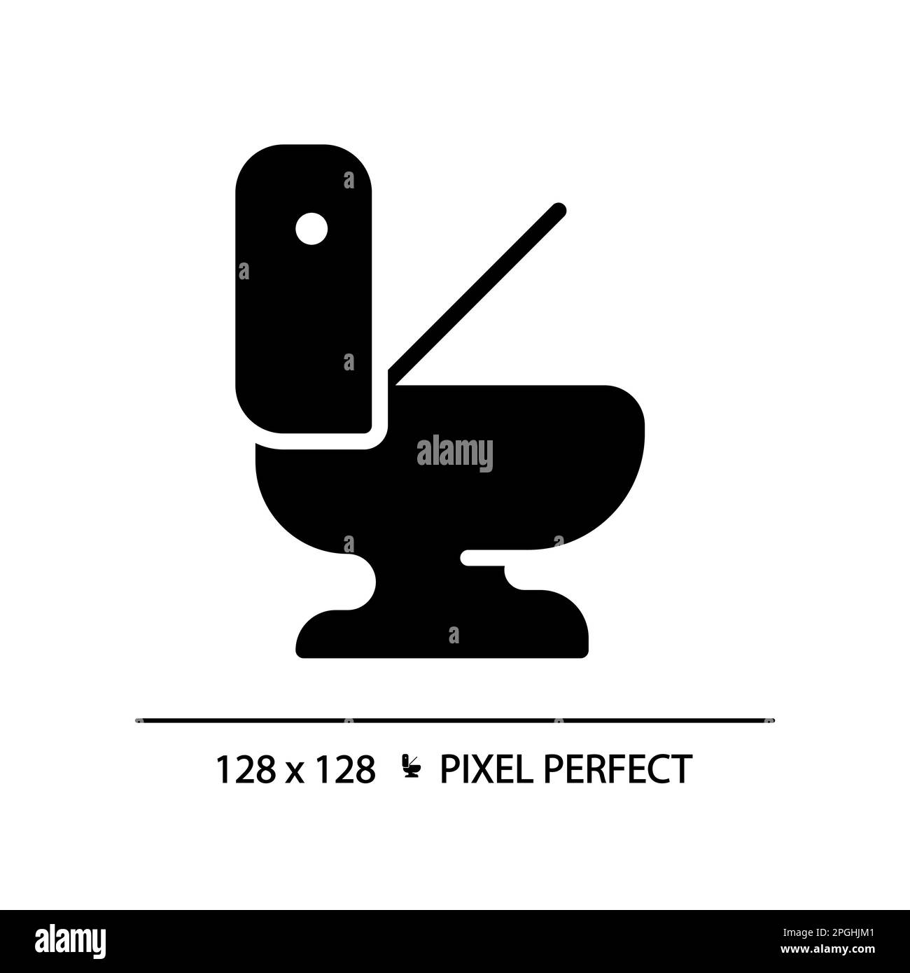 Toilet bowl pixel perfect black glyph icon Stock Vector