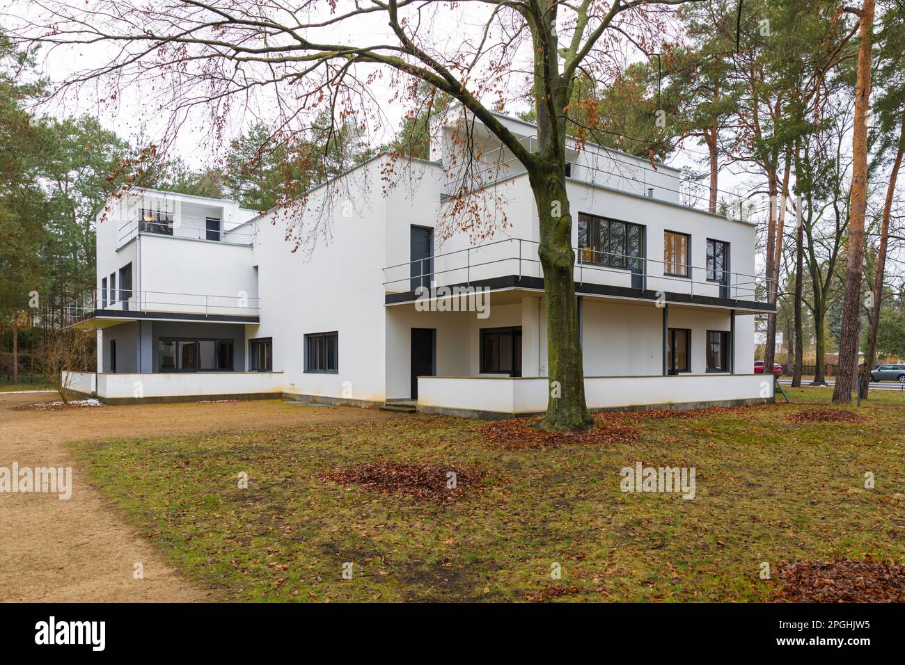 Reconstructed Bauhaus Masters house formerly inhabited by Klee and Kandinsky at Dessau, Saxony-Anhalt, Germany Stock Photo