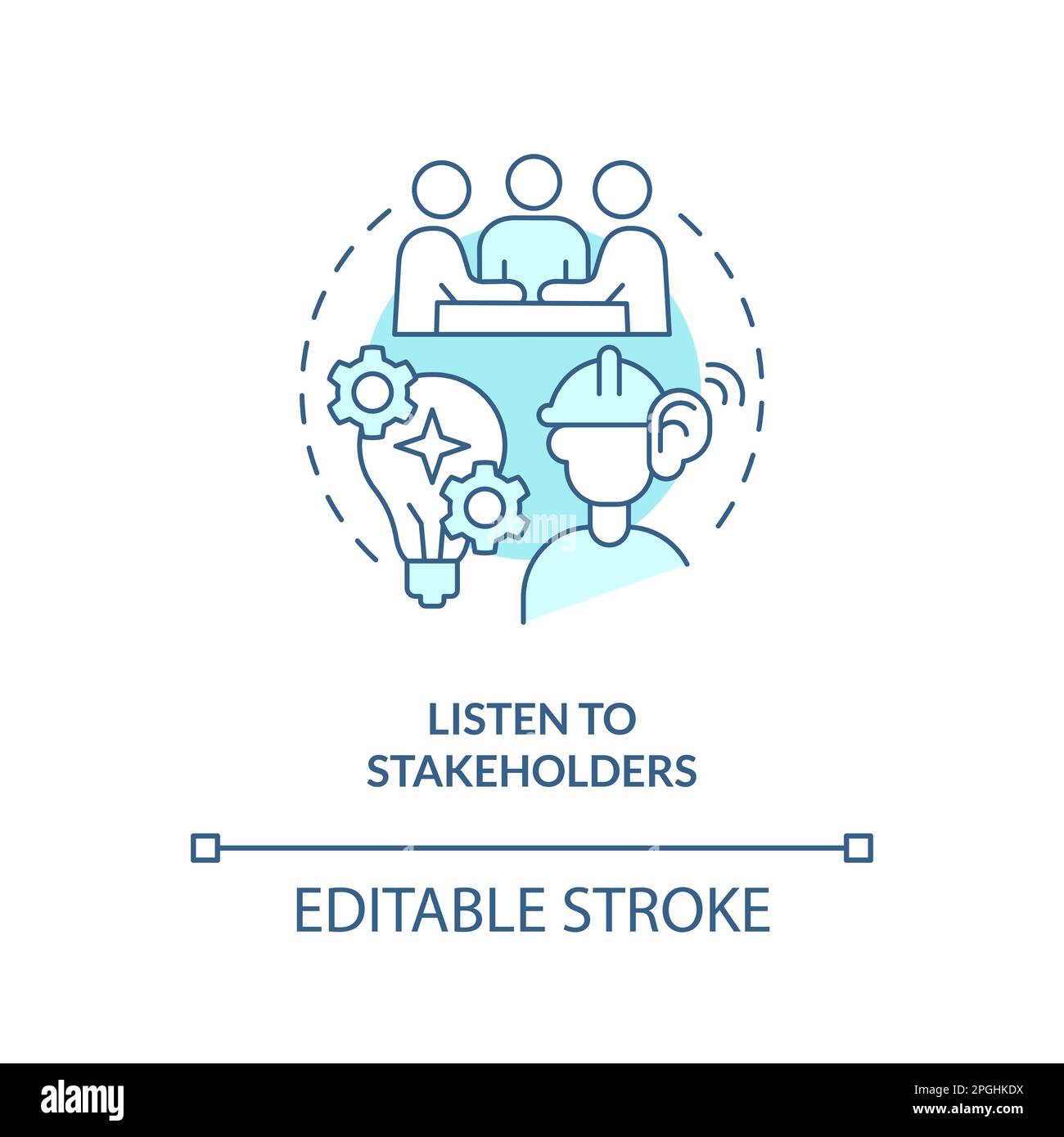 Listen to stakeholders turquoise concept icon Stock Vector