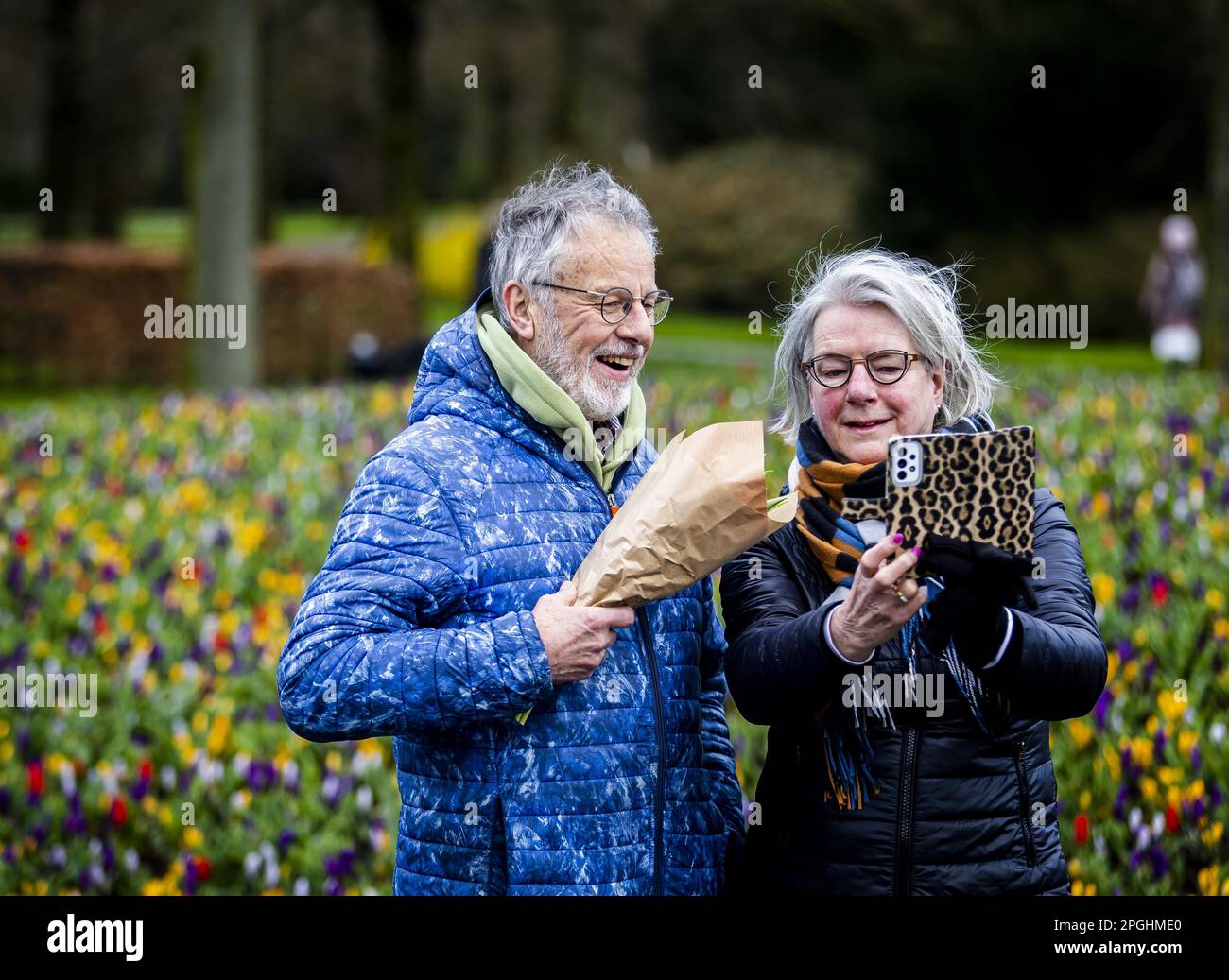 LISSE Visitors in Keukenhof. The flower exhibition has opened its