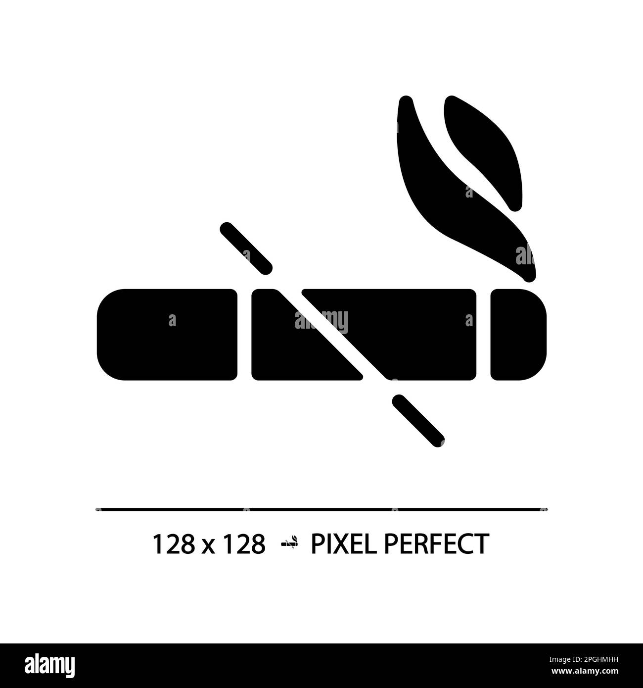 No smoking pixel perfect black glyph icon Stock Vector