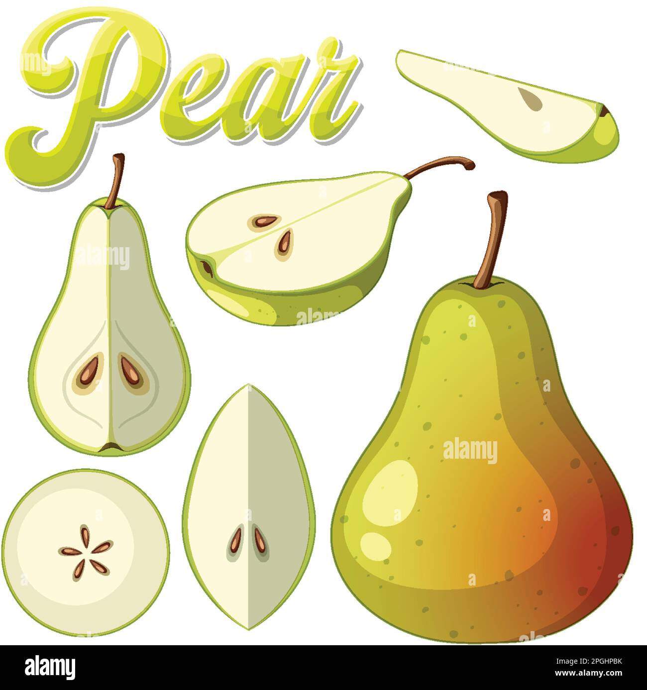 Set of green pear isolated illustration Stock Vector Image & Art - Alamy