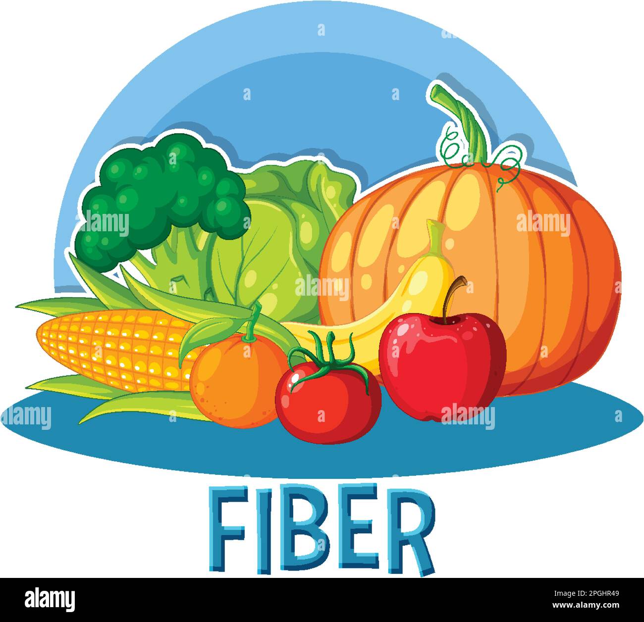Vegetables and fruits fiber foods group illustration Stock Vector Image