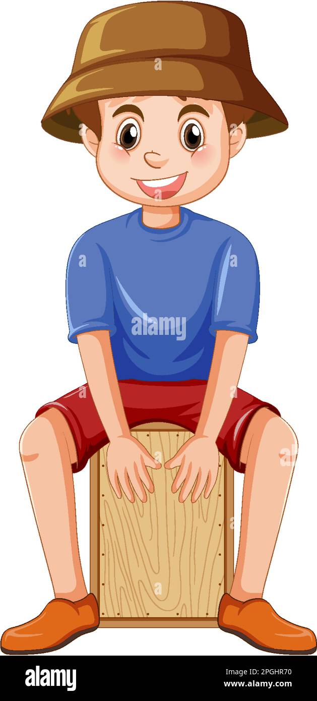 Boy playing cajon drum vector illustration Stock Vector Image & Art Alamy