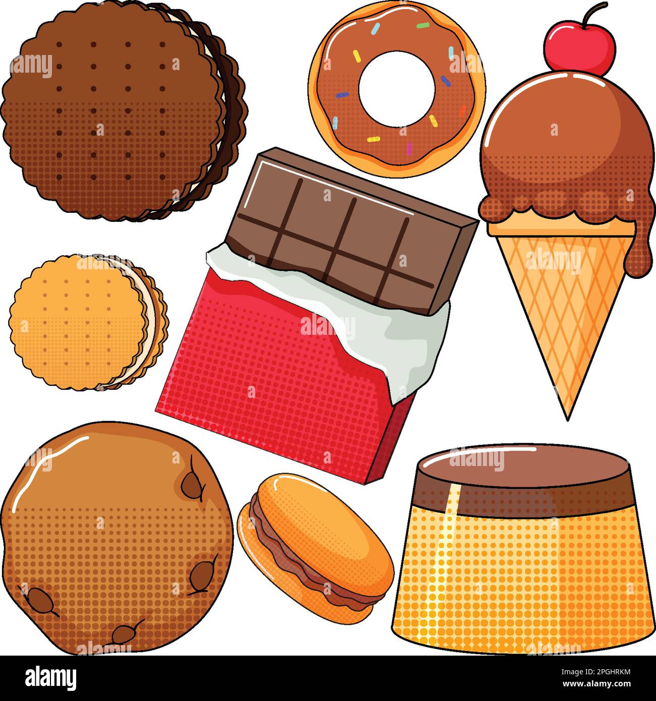 Colorful Sweet Food Seamless Pattern illustration Stock Vector Image ...
