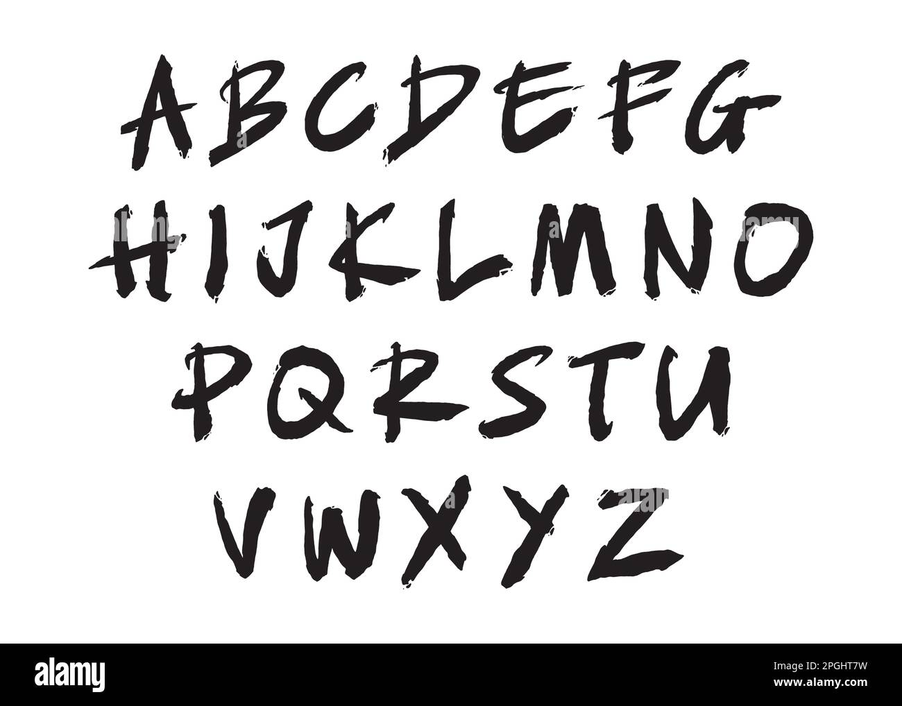 Painted ABC Font Brush Strokes. Digital Illustration brush alphabet set ...