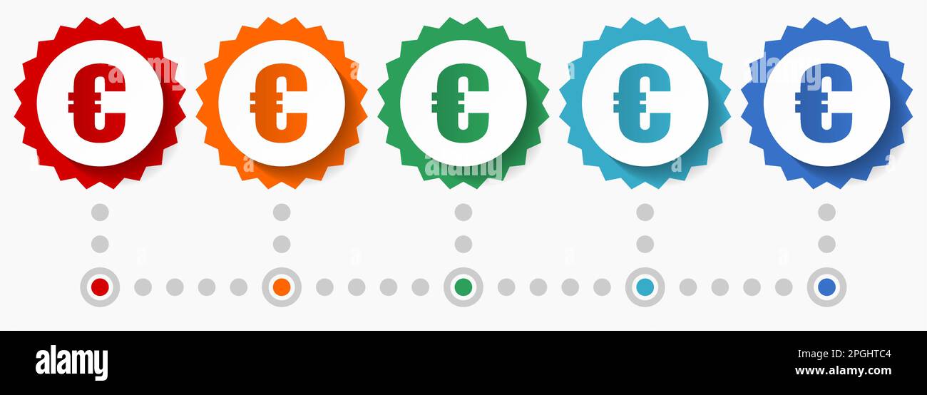 Euro vector icon set, colorful infographic template, set of flat design ...