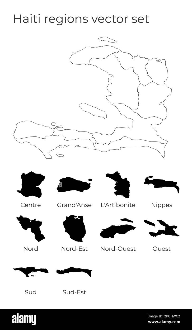Haiti map with shapes of regions. Blank vector map of the country with regions. Borders of the country for your infographic. Vector illustration. Stock Vector