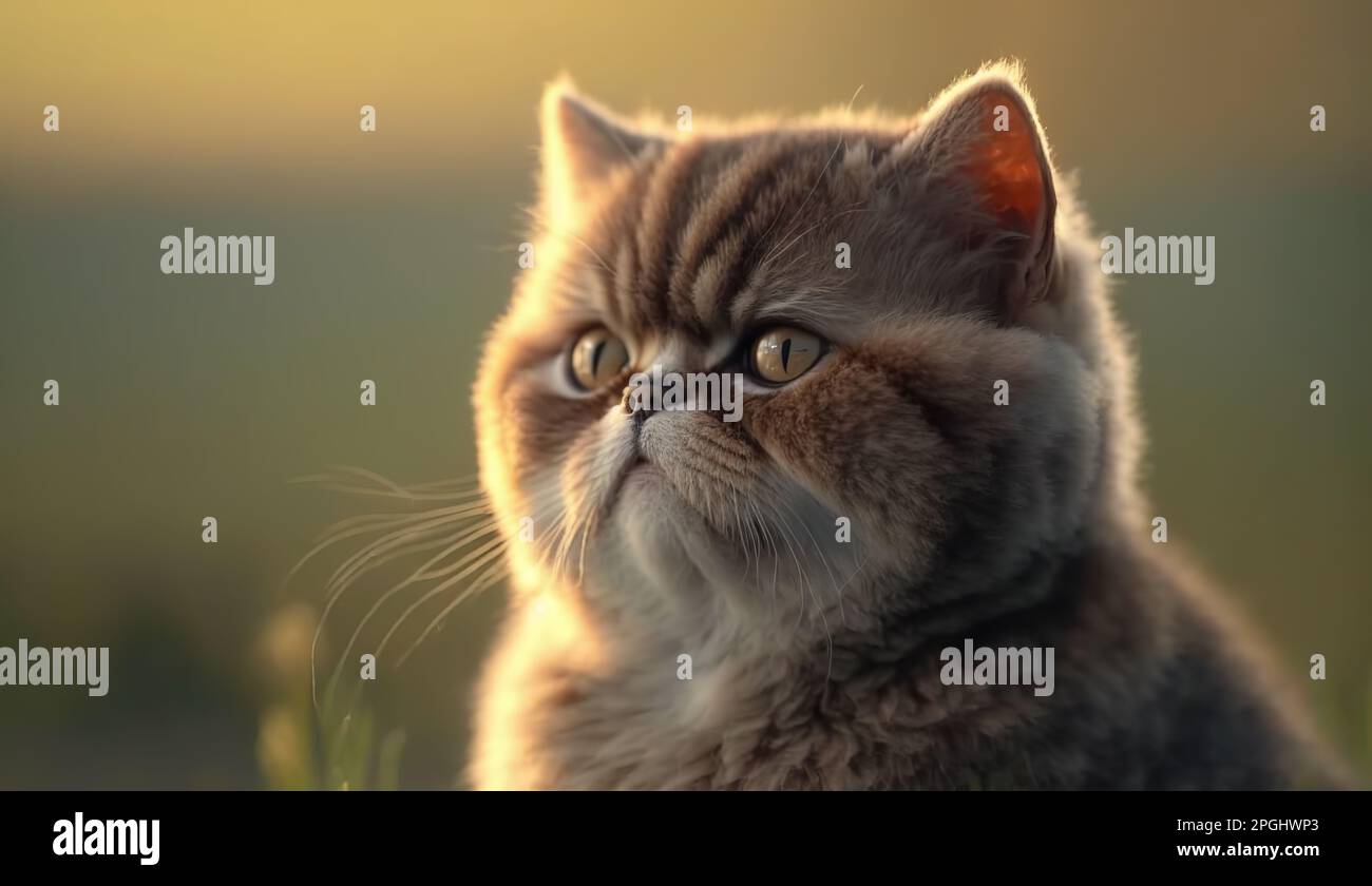 Graceful, Agile and Spirited Exotic Short Hair Cat. A Portrait of a