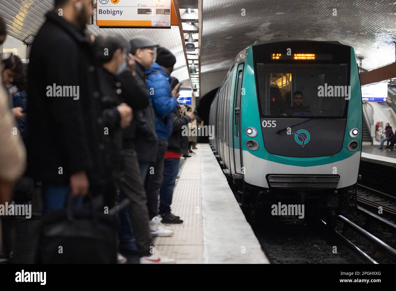 Paris, France. 23rd Mar, 2023. People wait for the train at the gare du