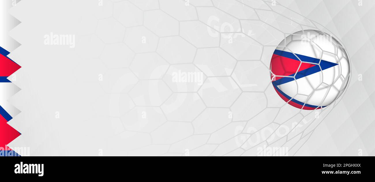 Banner design of a football ball with flag of Nepal in football net, the goal by national soccer