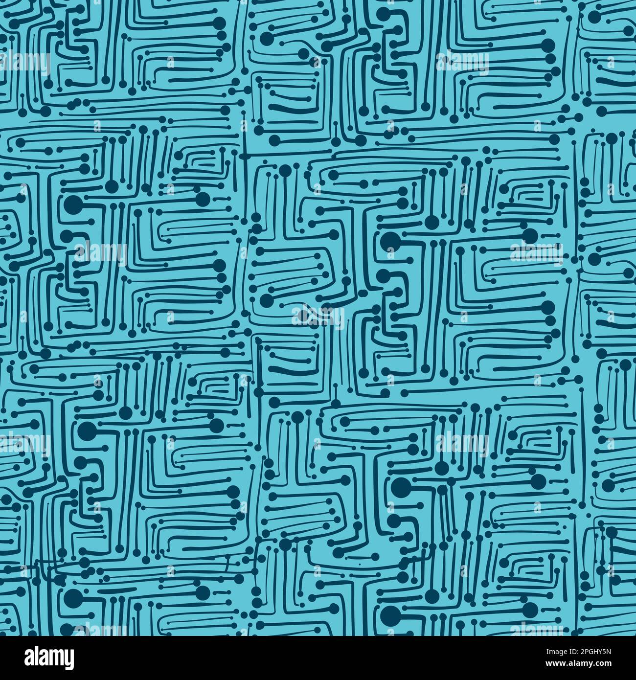 Green Seamless Printed Circuit Board Pattern, blue hand drawing Stock ...
