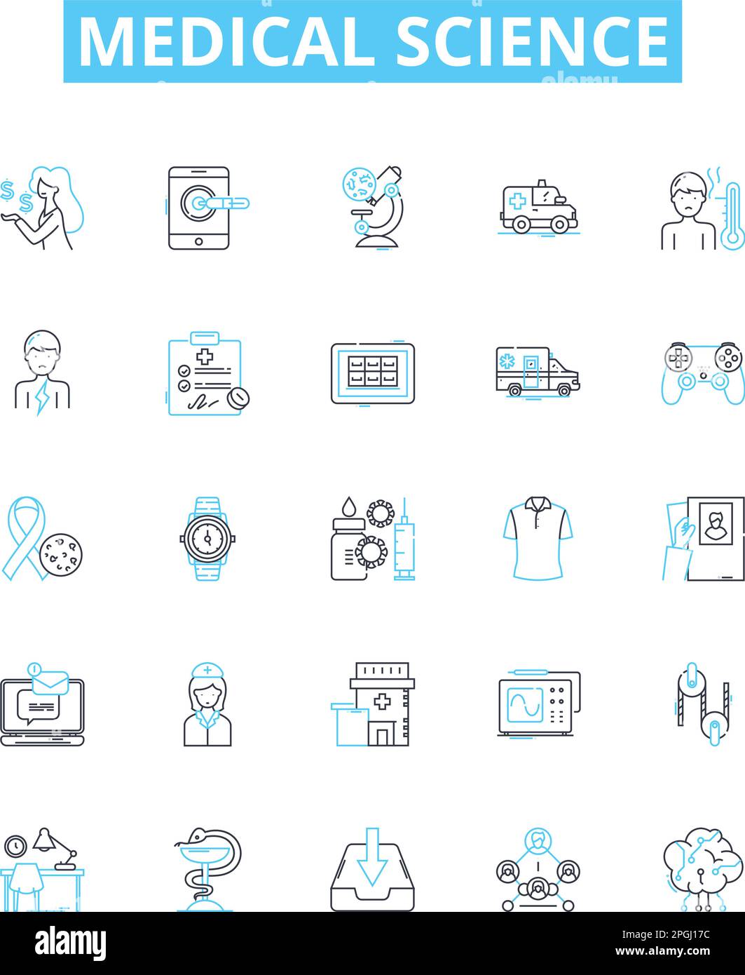 medical Science vector line icons set. Medicine, Biology, Diagnosis