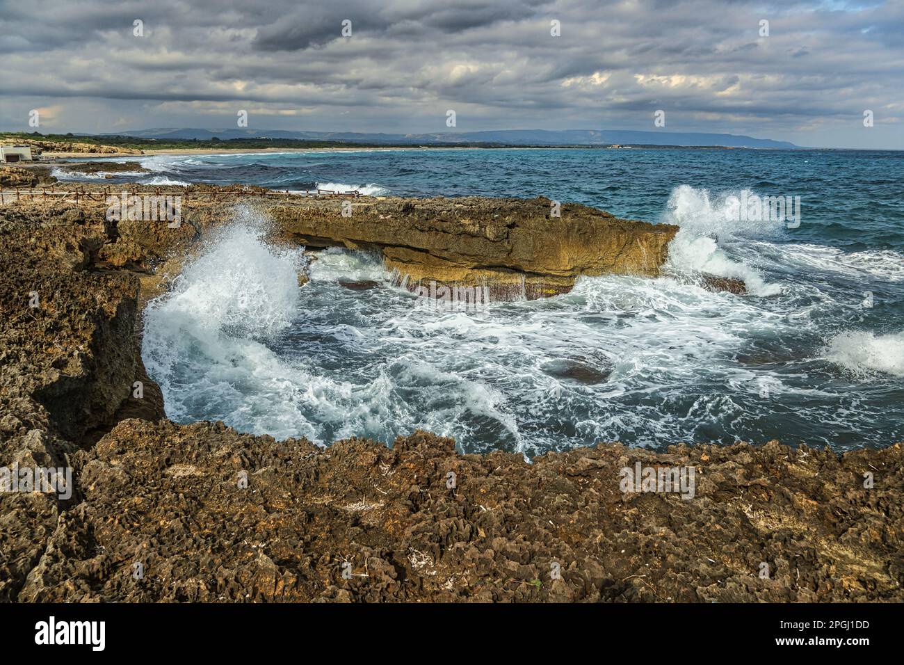 Cittadella dei Maccari beach is located at the extreme southern tip of the Vendicari nature reserve. Syracuse, Sicily, Italy, Europe Stock Photo