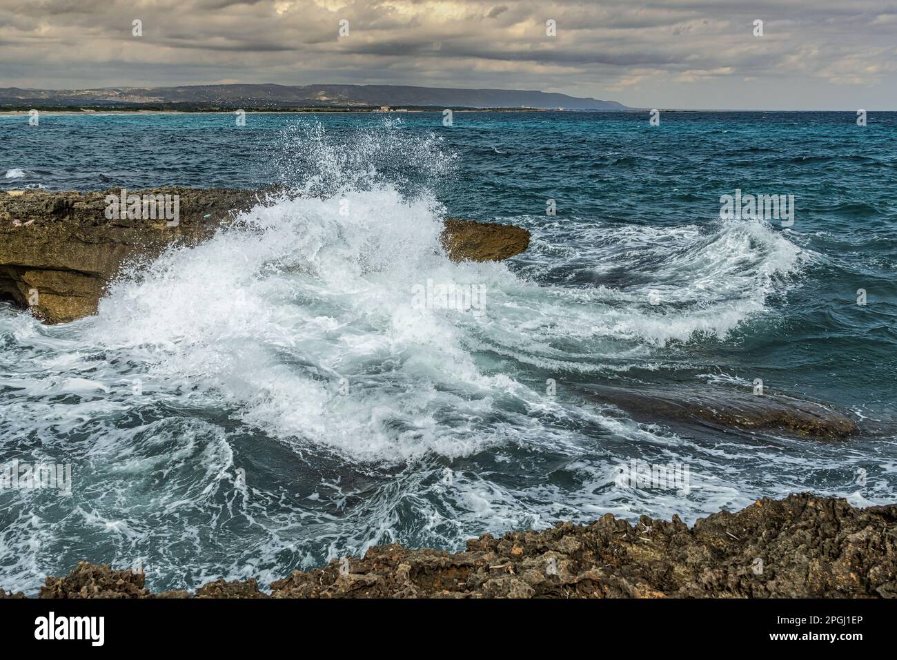 Cittadella dei Maccari beach is located at the extreme southern tip of the Vendicari nature reserve. Syracuse, Sicily, Italy, Europe Stock Photo
