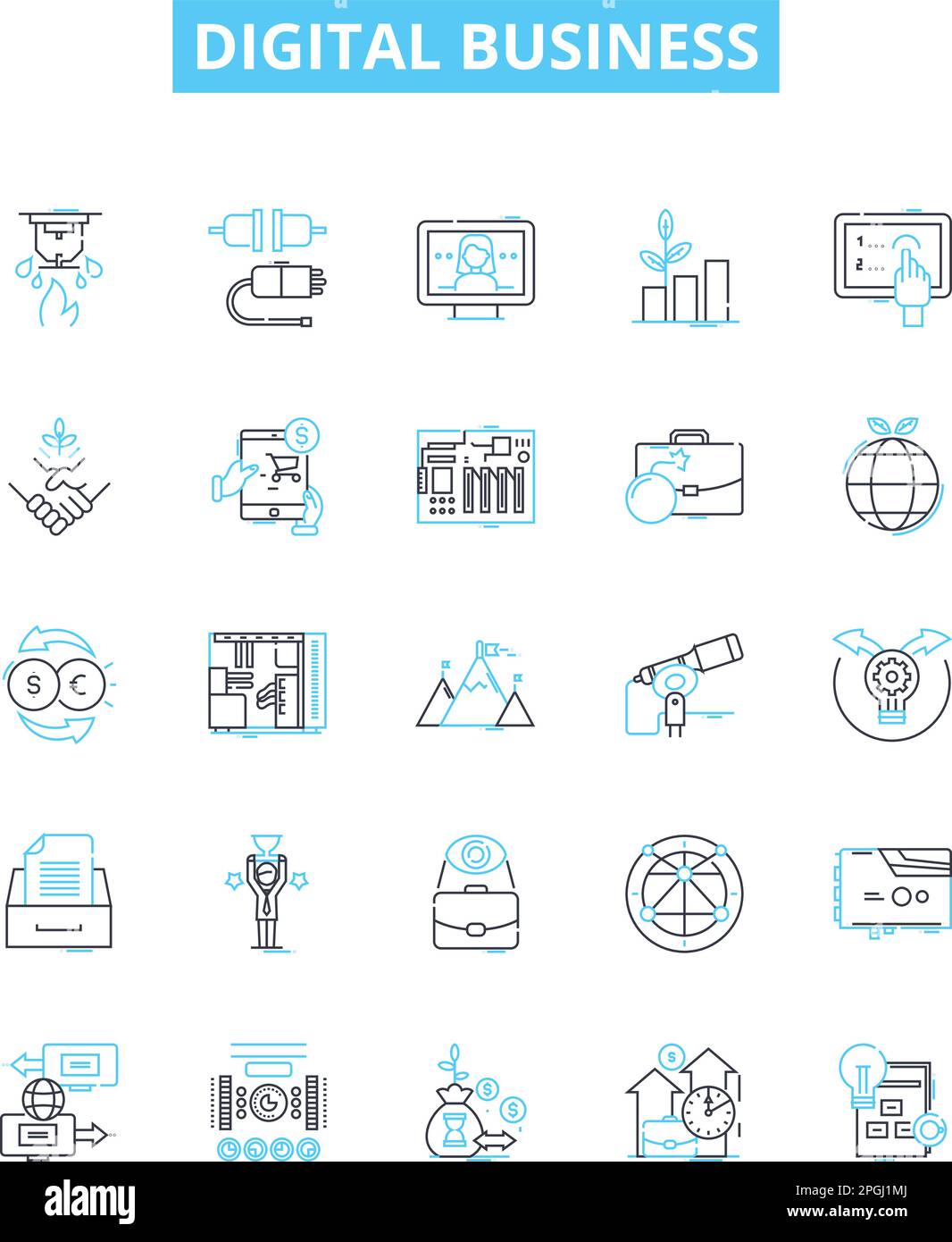 Digital business vector line icons set. Digital, Business, Ecommerce ...