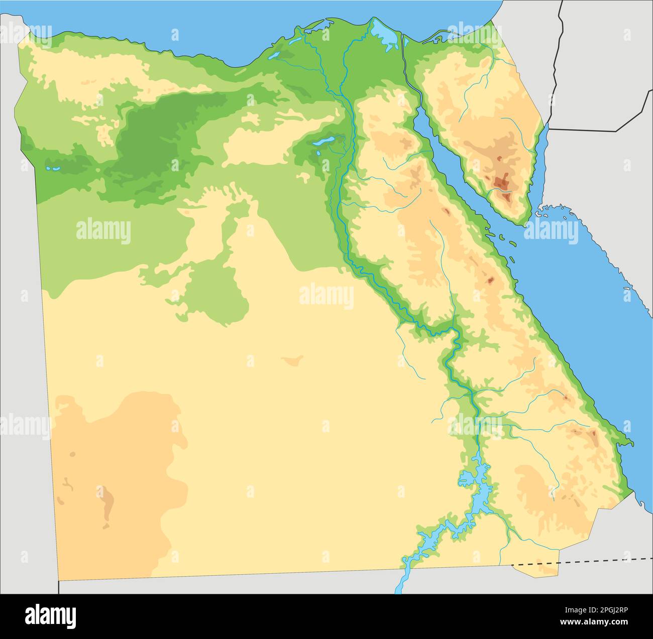 Highly detailed Egypt physical map. Stock Vector