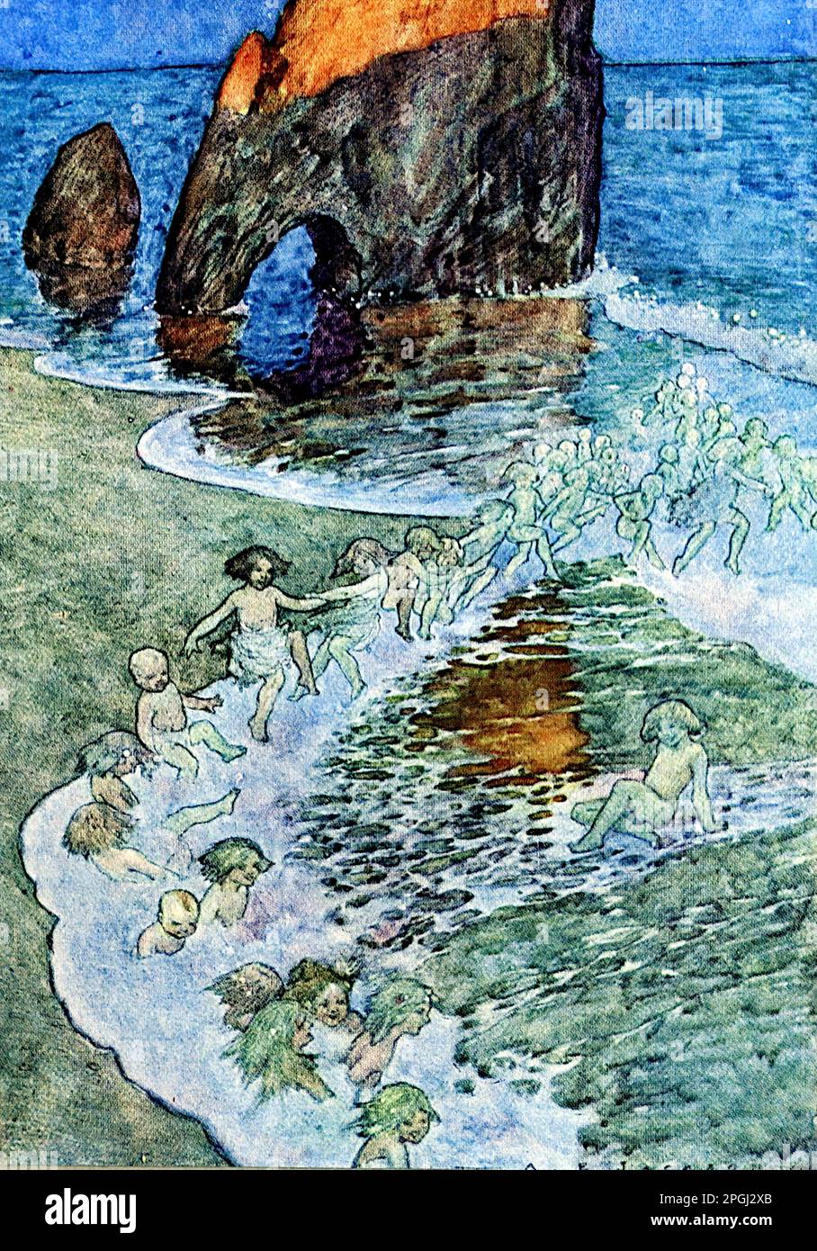 They Put Him In the Middle, from The Water Babies by Charles Kingsley and illustrated by A.E. Jackson. Published by Humphrey Milford, c1900s. Stock Photo