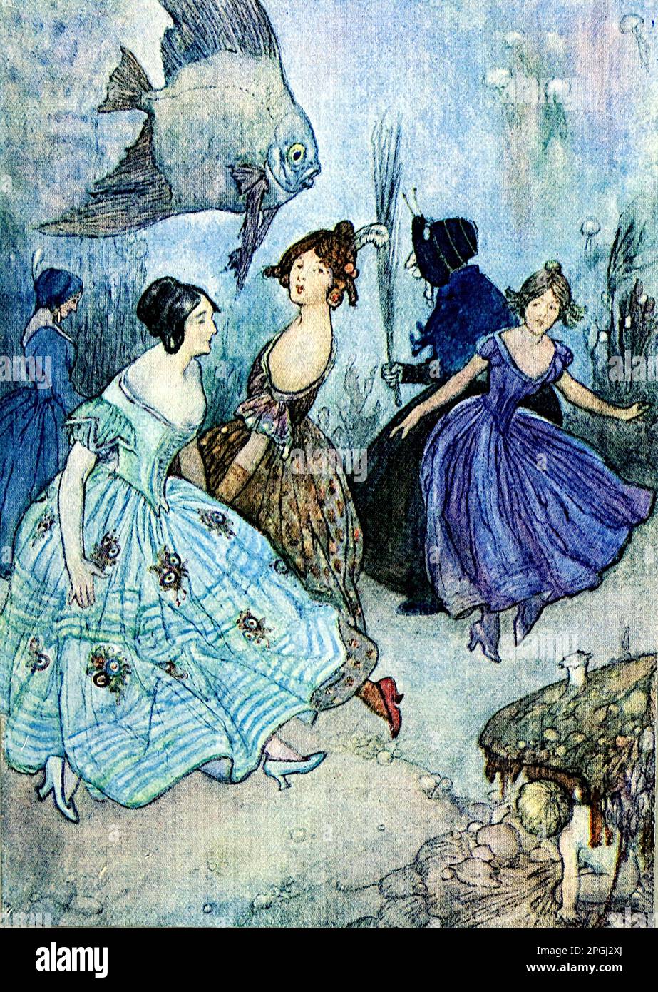 Dancing in Dreadfully Tight Shoes, from The Water Babies by Charles Kingsley and illustrated by A.E. Jackson. Published by Humphrey Milford, c1900s. Stock Photo