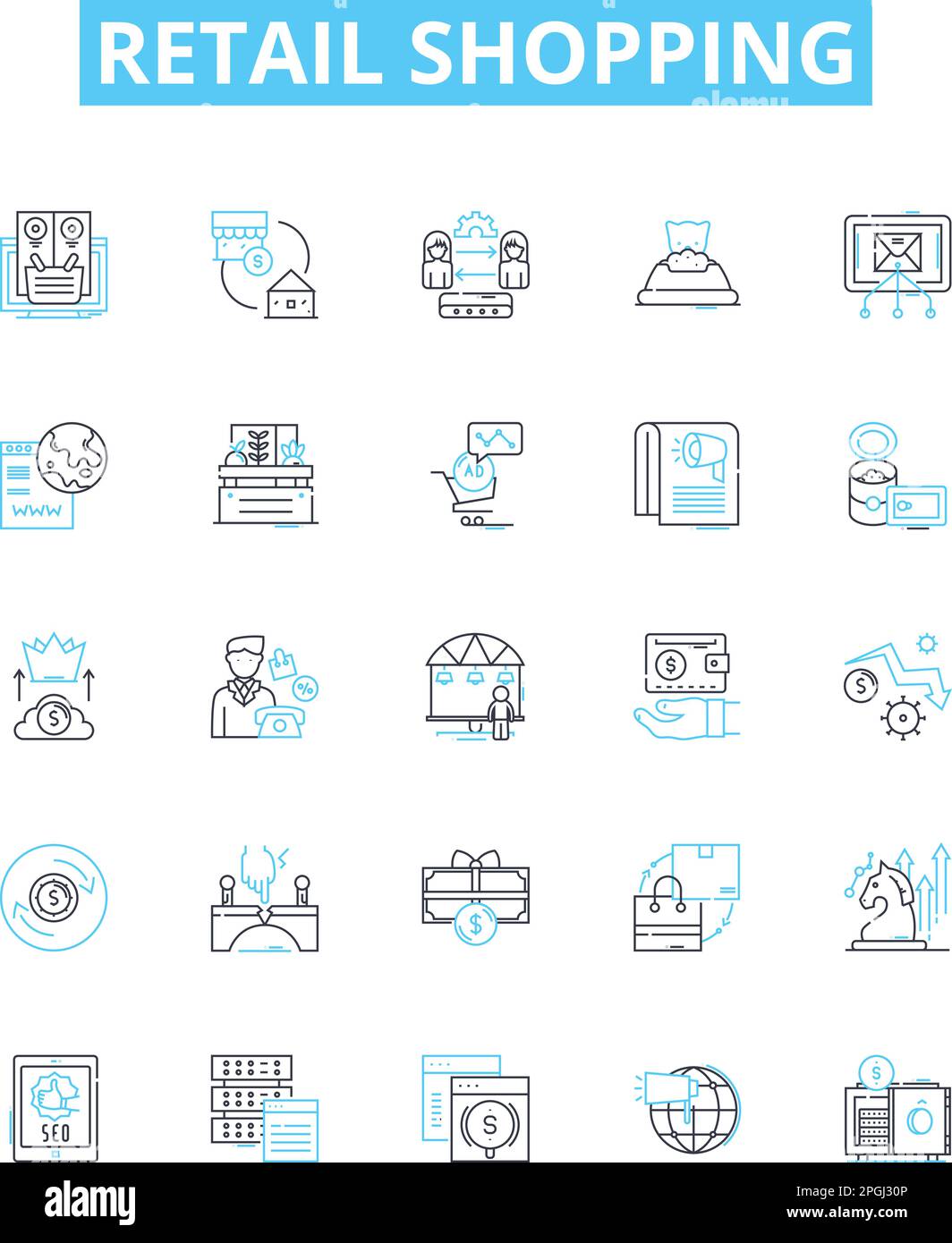 Retail shopping vector line icons set. Retail, Shopping, Store ...