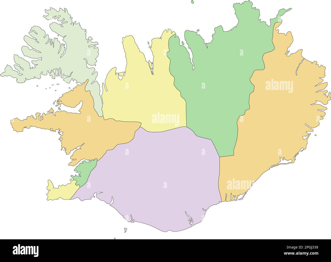 Highly Detailed Editable Political - Iceland Highly Detailed Editable Political Map With Labeling 2PGJ338