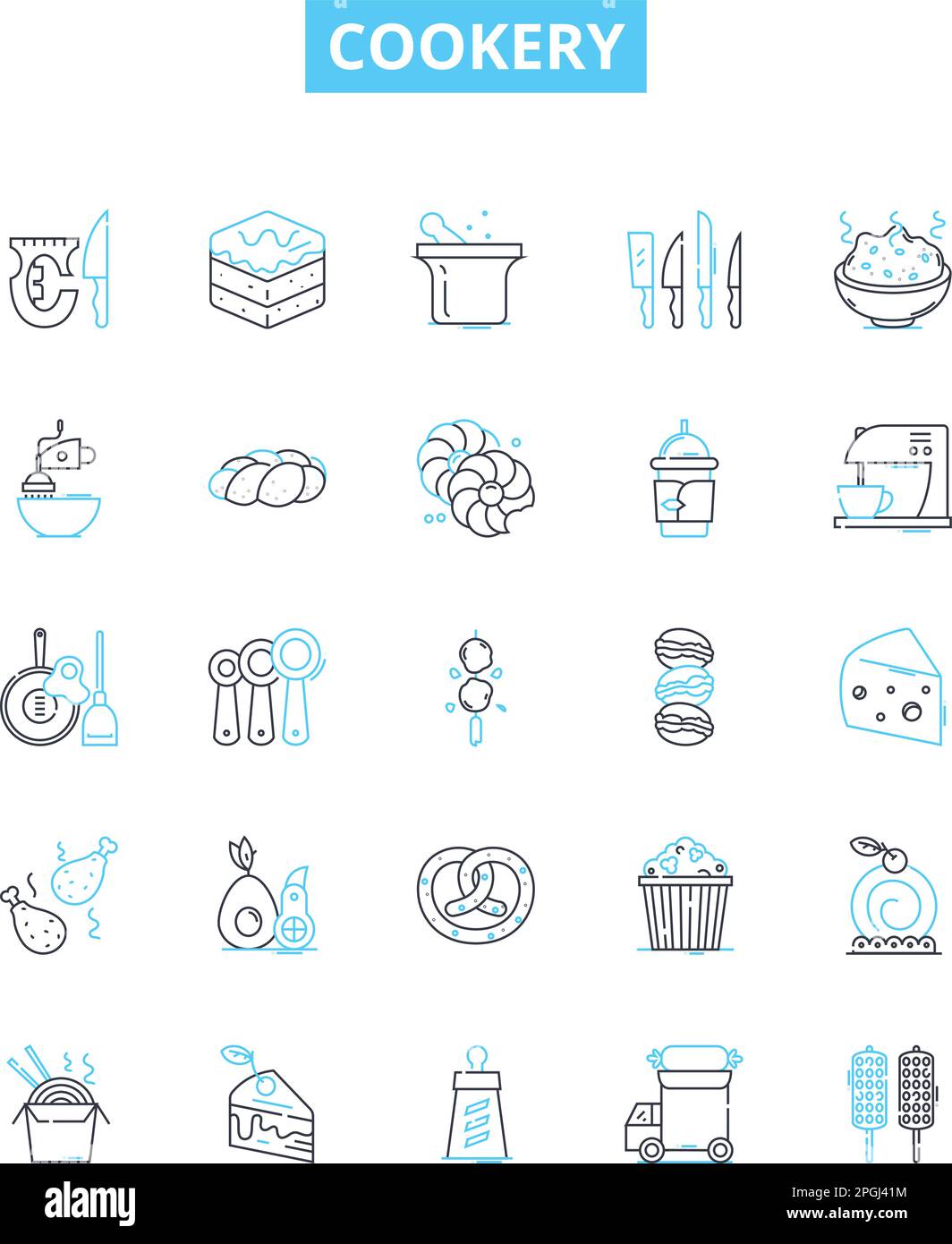 Cookery vector line icons set. Ingredients, Recipe, Measurement