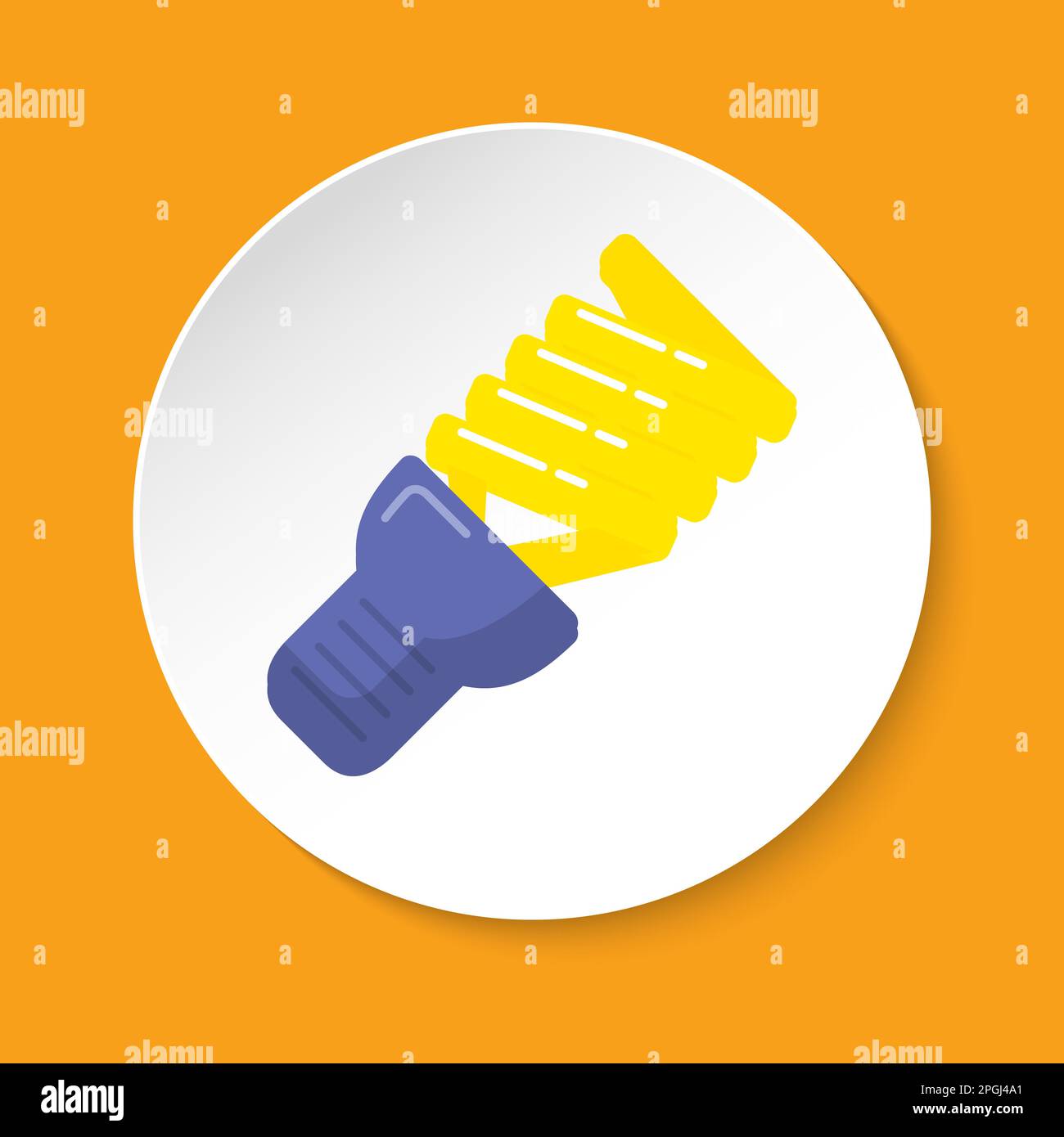 Energy saving light bulb icon in flat style on round button. Spiral ...