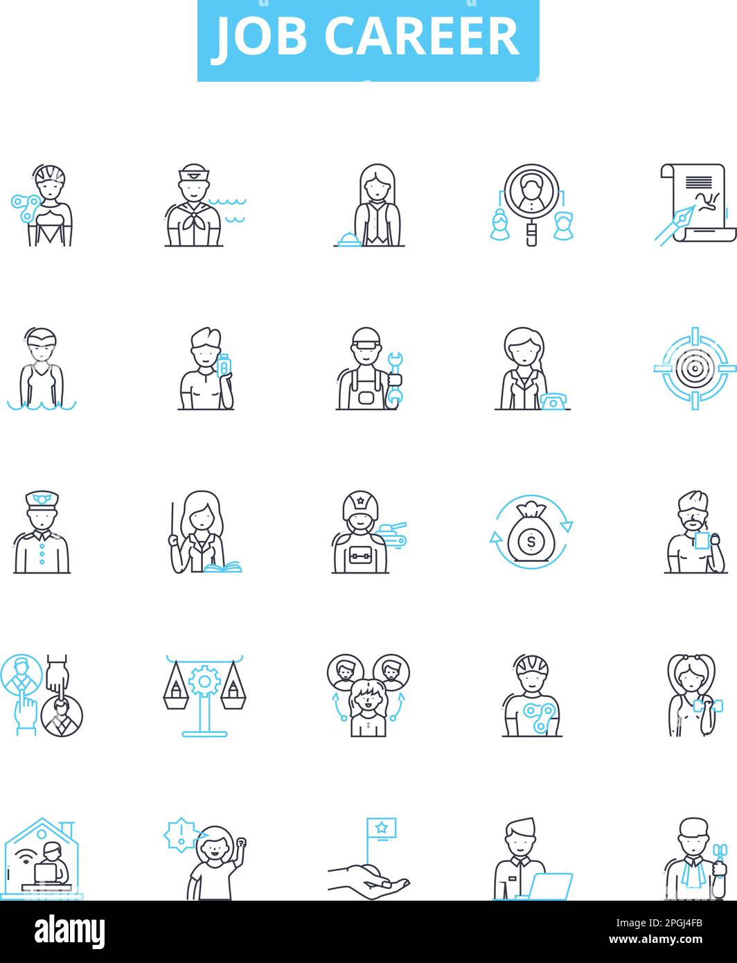 Job career vector line icons set. job, career, employment, vocation, occupation, work, profession illustration outline concept symbols and signs Stock Vector