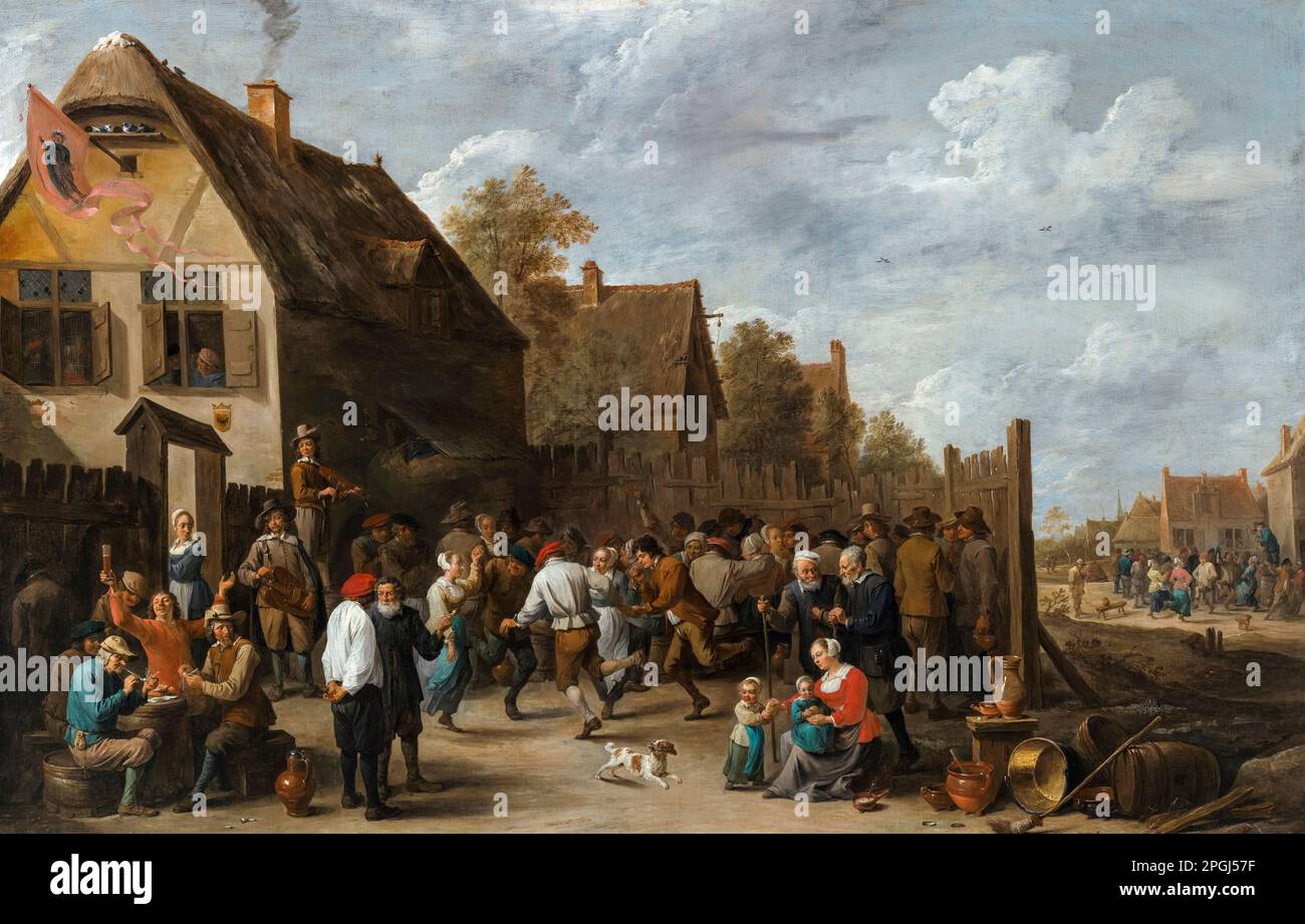 David Teniers the Younger (after Paris Bordone), The Village Festival, painting in oil on canvas, 1648 Stock Photo