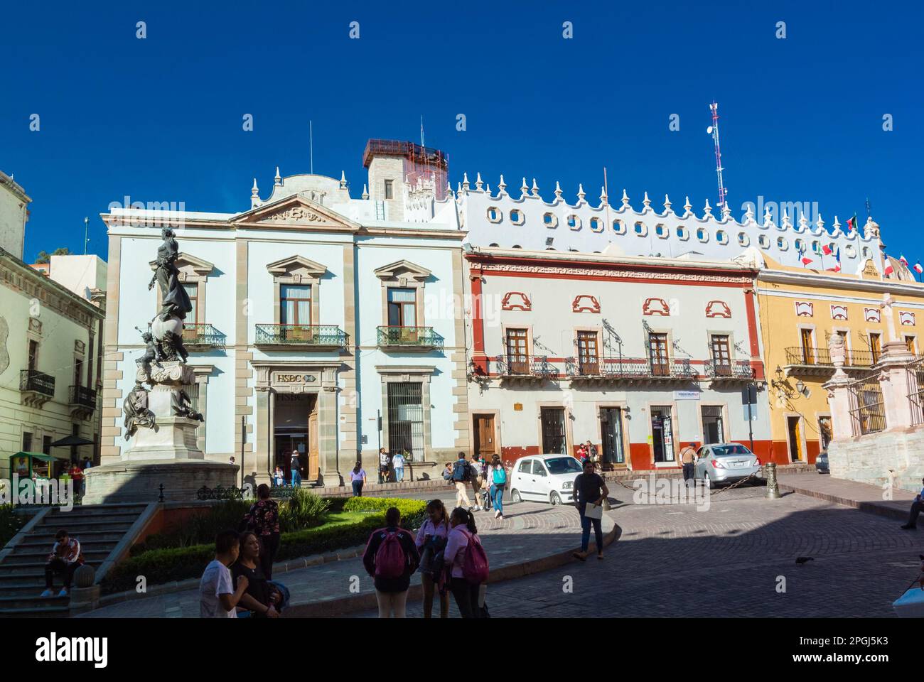 Guanajuato, Guanajuato, Mexico, Plaza de la paz with colorful architecture that is the centre of historical city of Guanajuato Stock Photo