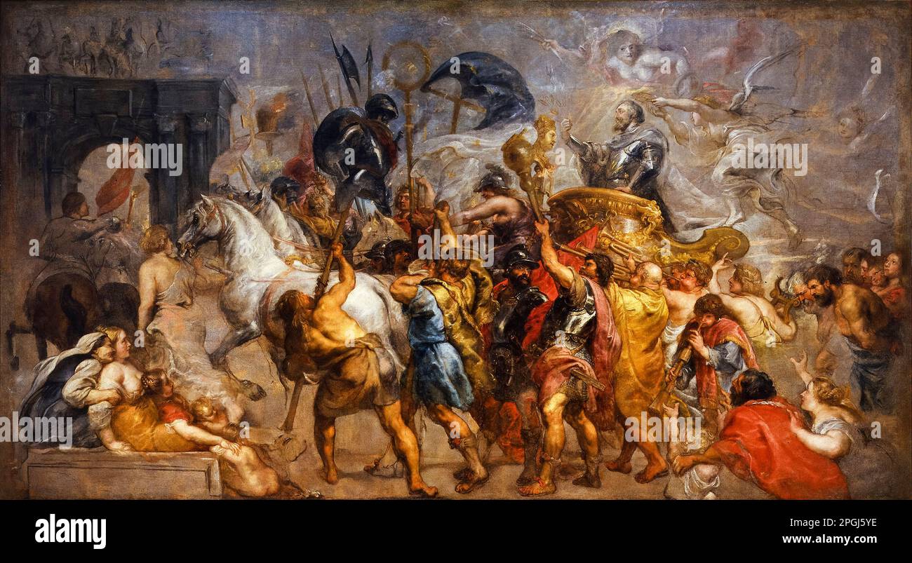 Triumphal entry of Henri IV in Paris (unfinished), painting in oil on canvas by Peter Paul Rubens, 1627-1630 Stock Photo