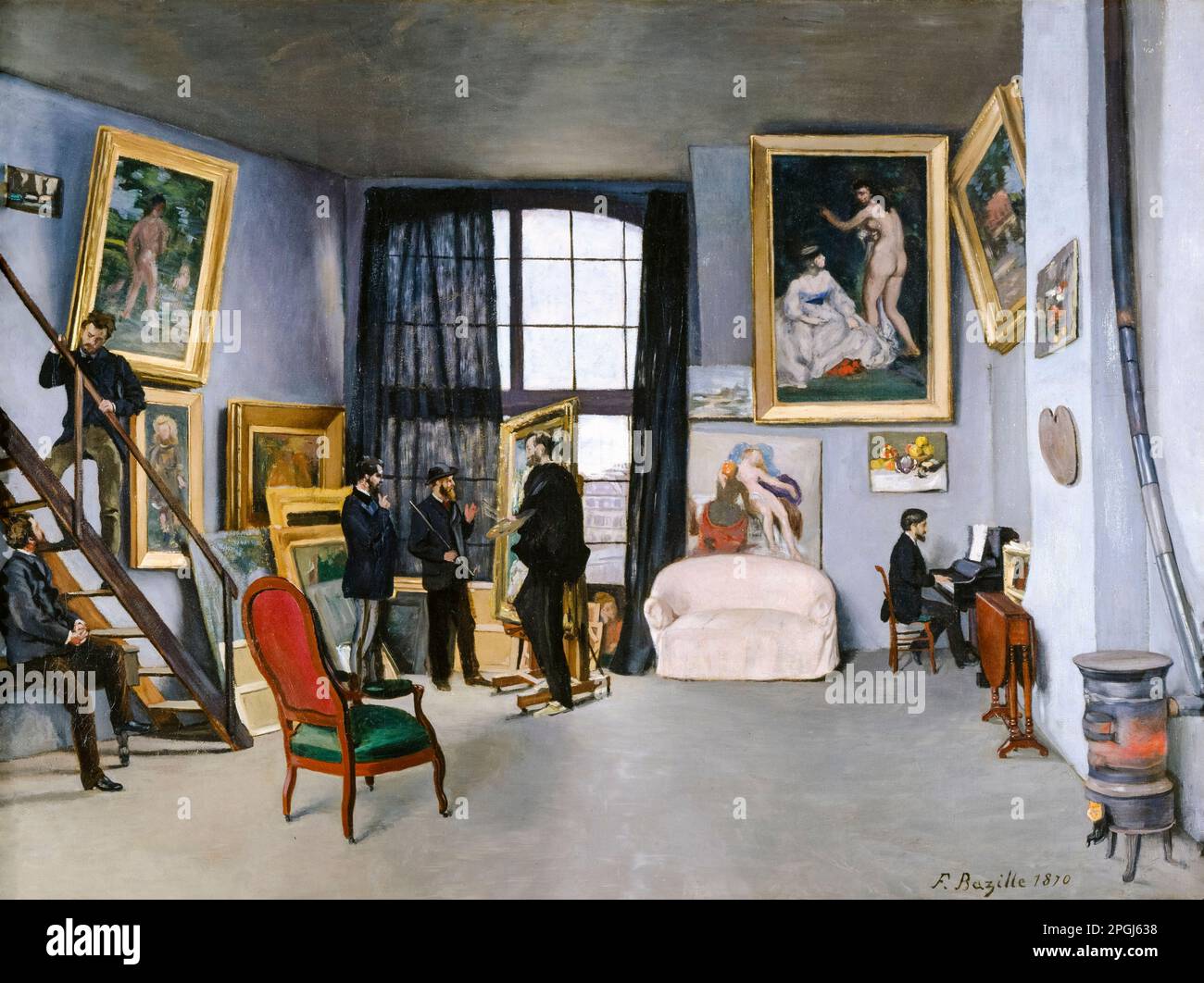 Frédéric Bazille painting, Bazille's Studio, oil on canvas, 1870 Stock Photo