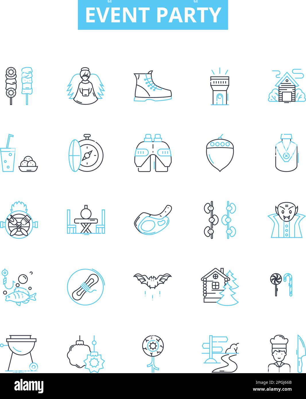 Event party vector line icons set. Celebration, Gala, Bash, Social ...