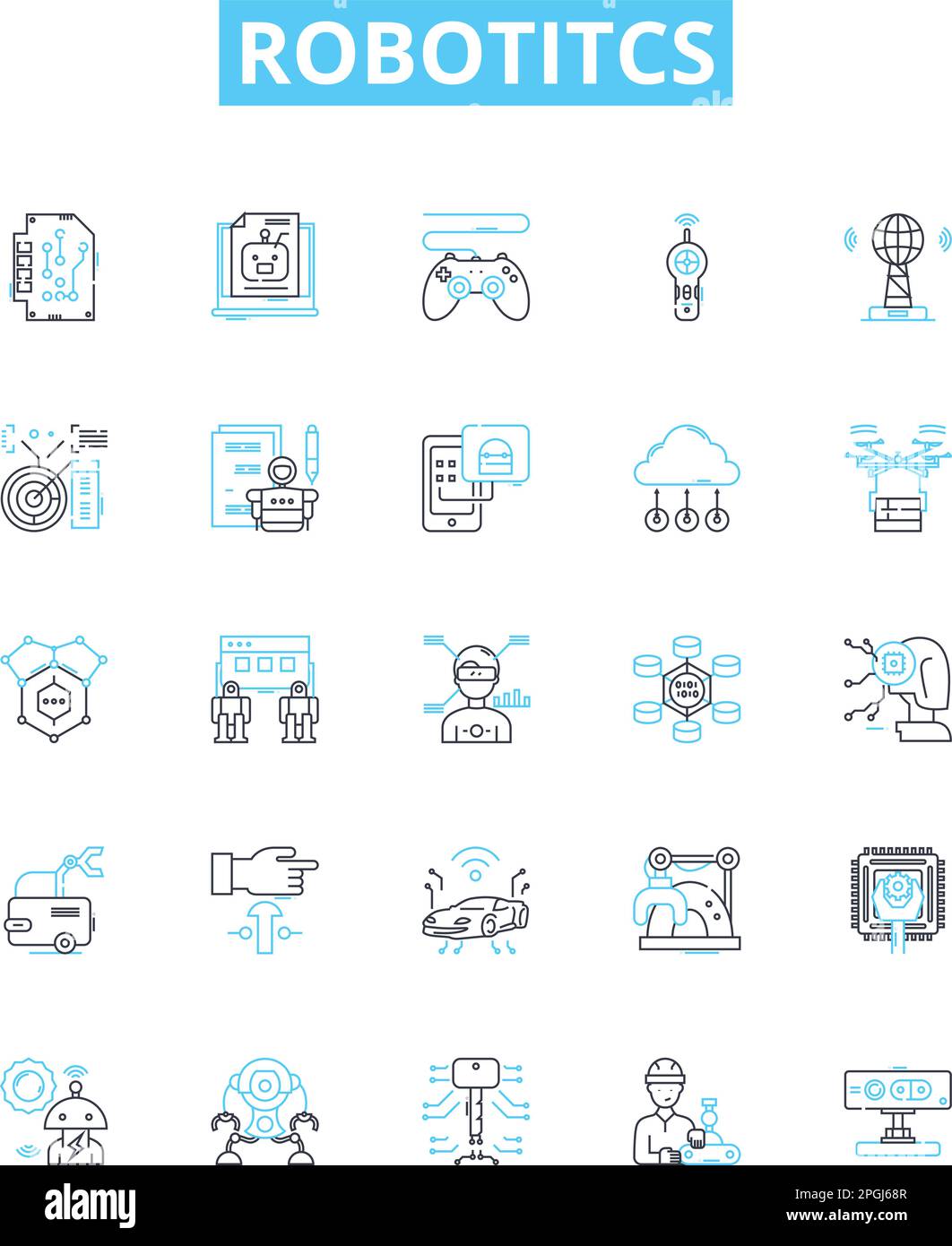 Robotitcs vector line icons set. Robotics, Automation, AI, Programmable ...