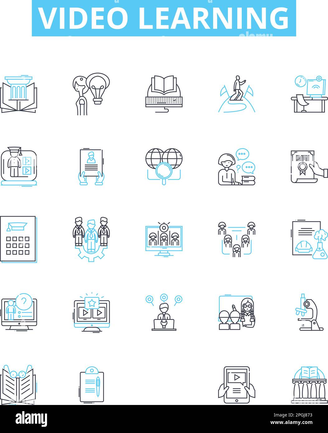Video learning vector line icons set. Video, Learning, Course, Tutorial ...