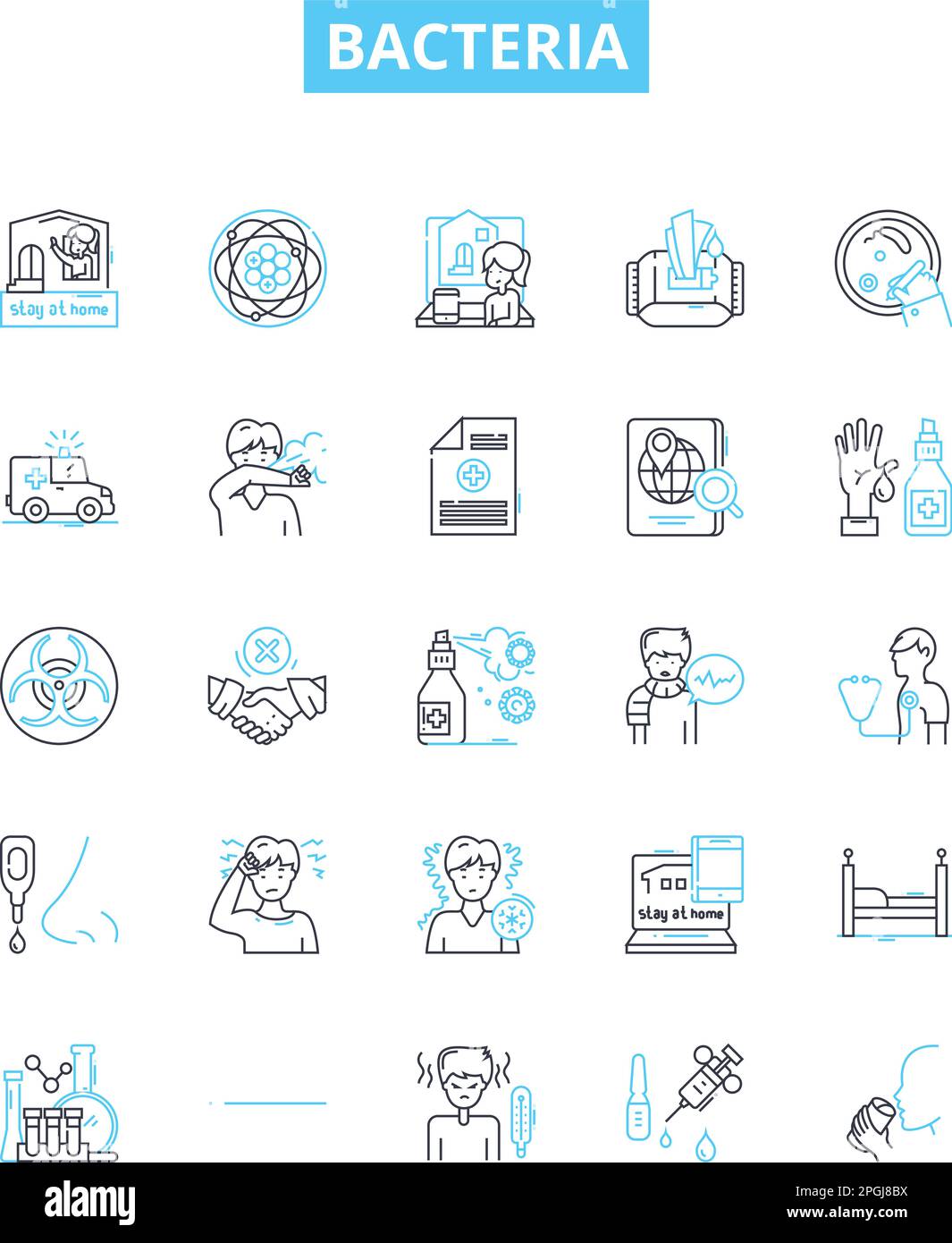 Bacteria Vector Line Icons Set Bacterium Microbe Pathogen