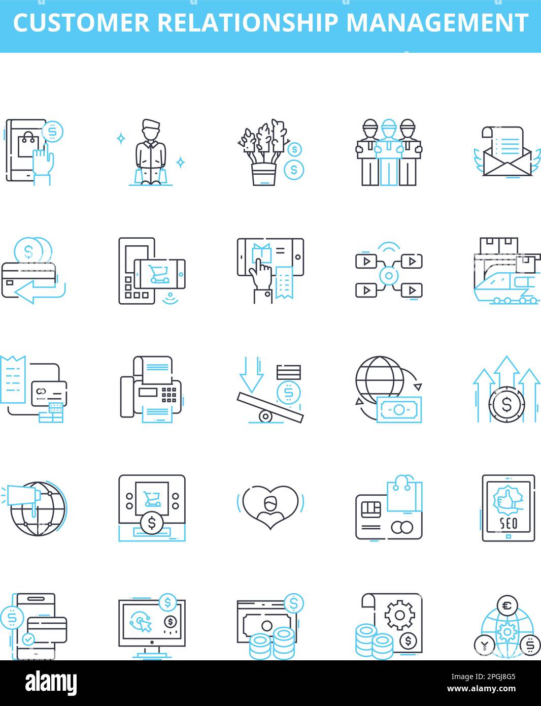 Customer relationship management vector line icons set. CRM, Customer ...