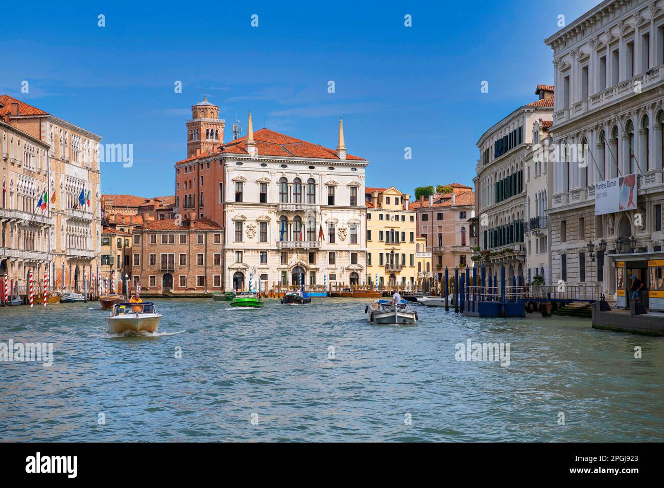 Historical palaces on the Grand Canal, Palazzo Balbi in the background, Italy, Venice Stock Photo