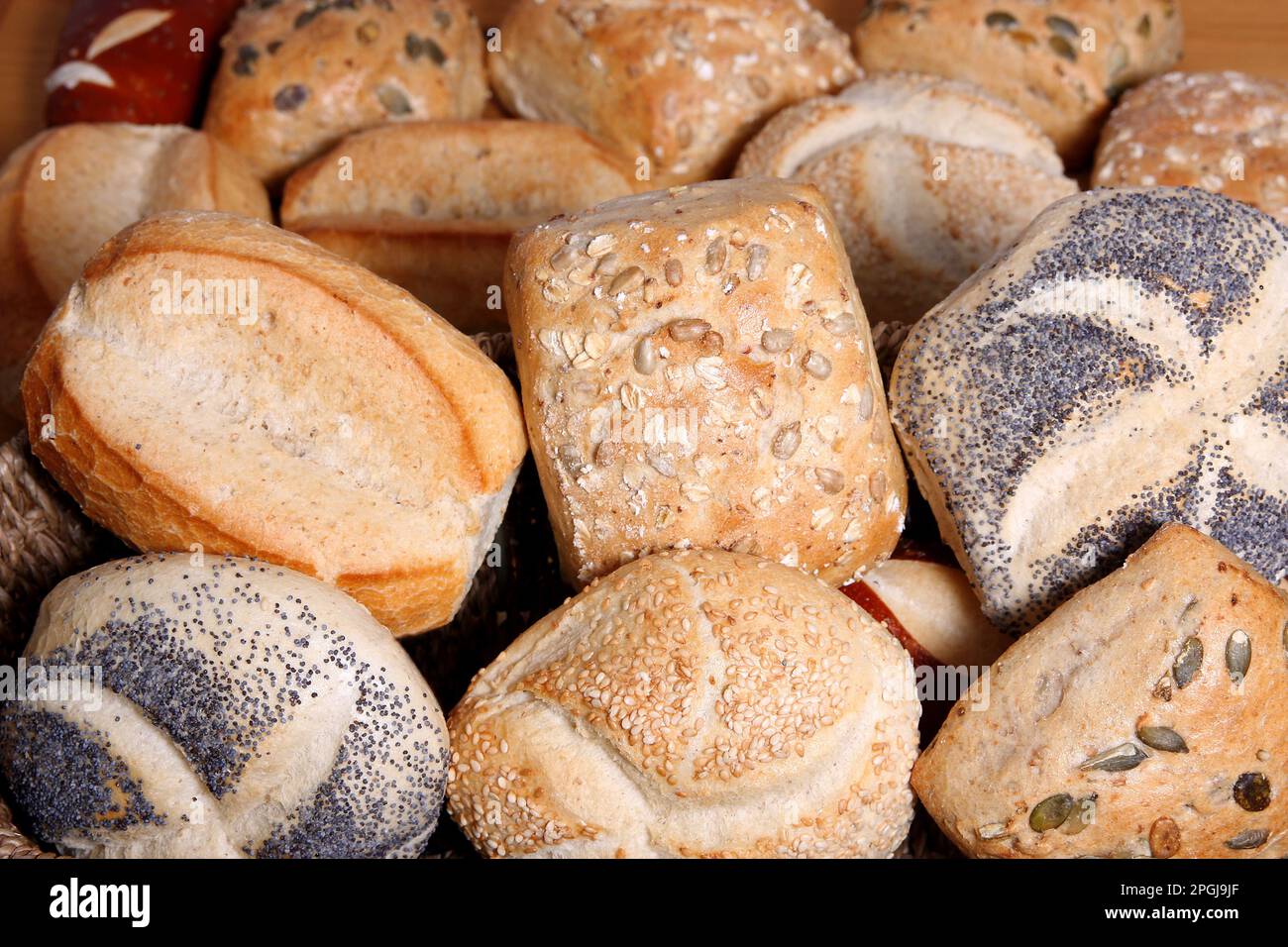 various fresh bread rolls Stock Photo