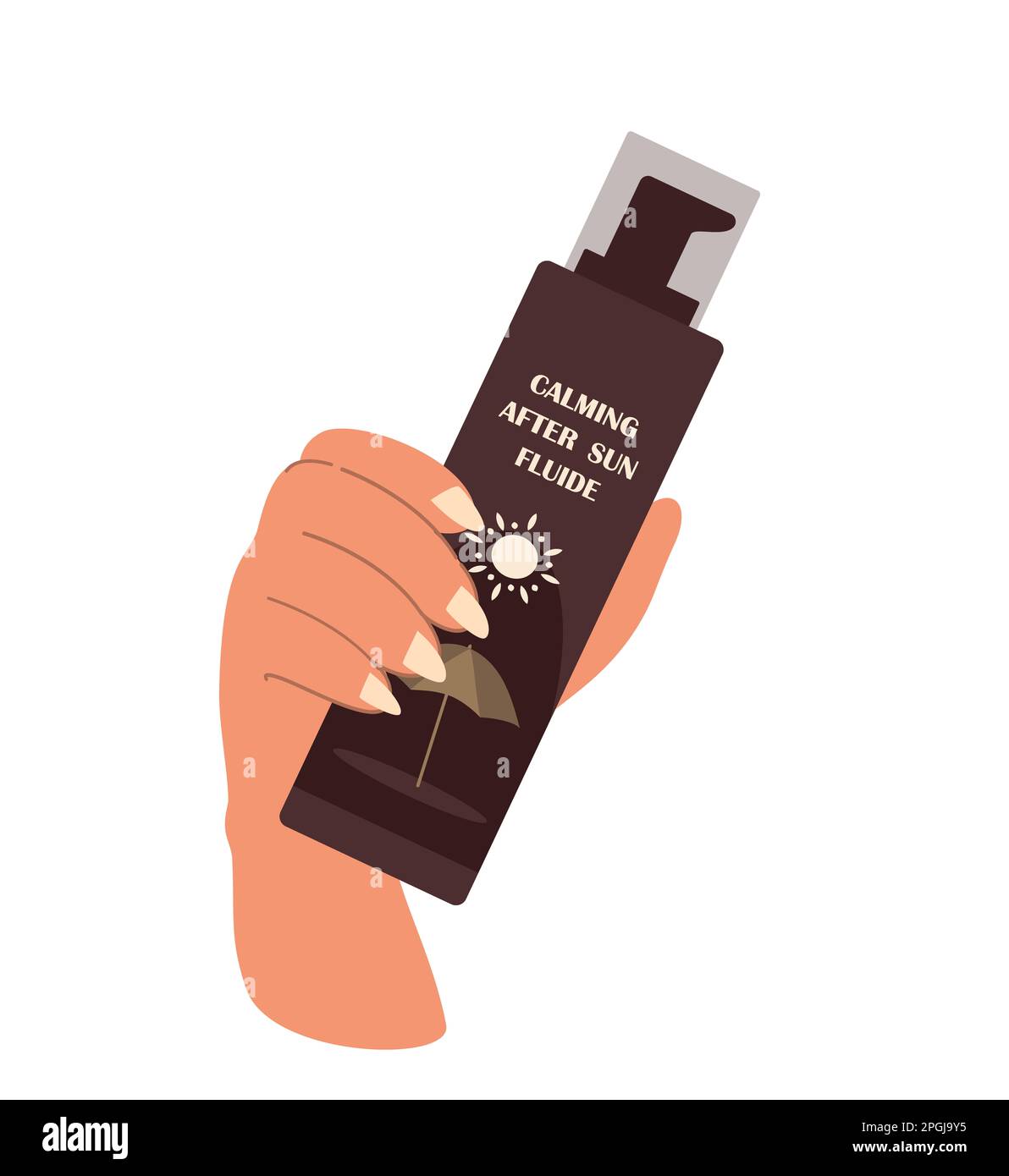 Hand Holding a Spray Bottle of Sunscreen Lotion Fluide after Sun