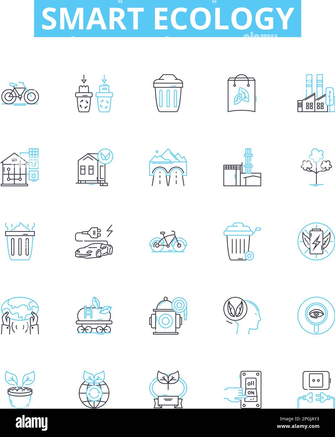 Smart ecology vector line icons set. Smart, Ecology, Sustainable, Renewable, Green, E-waste, Recycling illustration outline concept symbols and signs Stock Vector