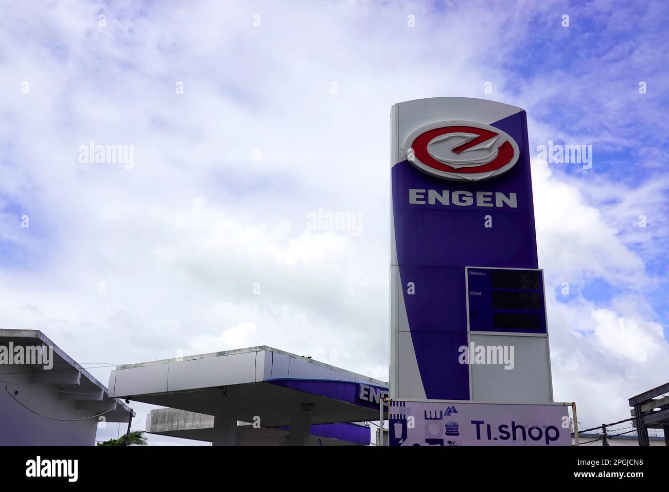 Engen Gas station, public ground, Mauritius Stock Photo Alamy