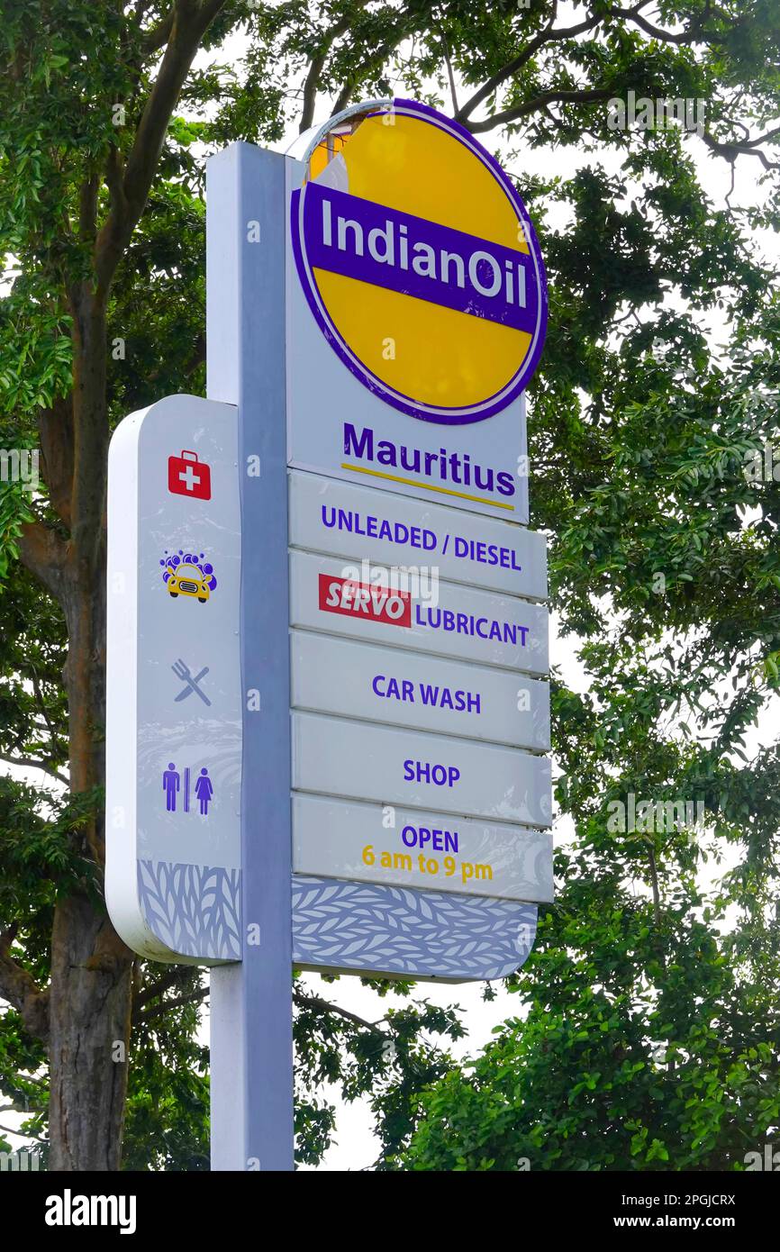 Indian Oil, gas station, Mauritius Stock Photo Alamy