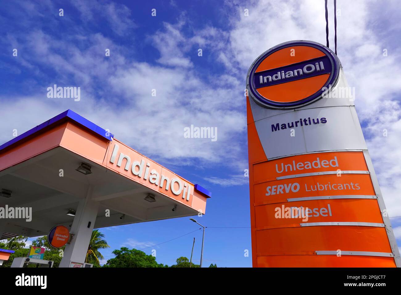 Indian Oil, gas station, Mauritius Stock Photo Alamy