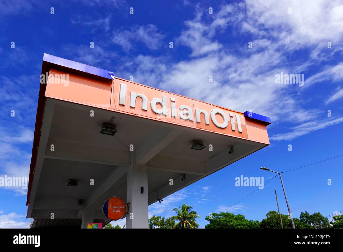 Indian Oil, gas station, Mauritius Stock Photo Alamy